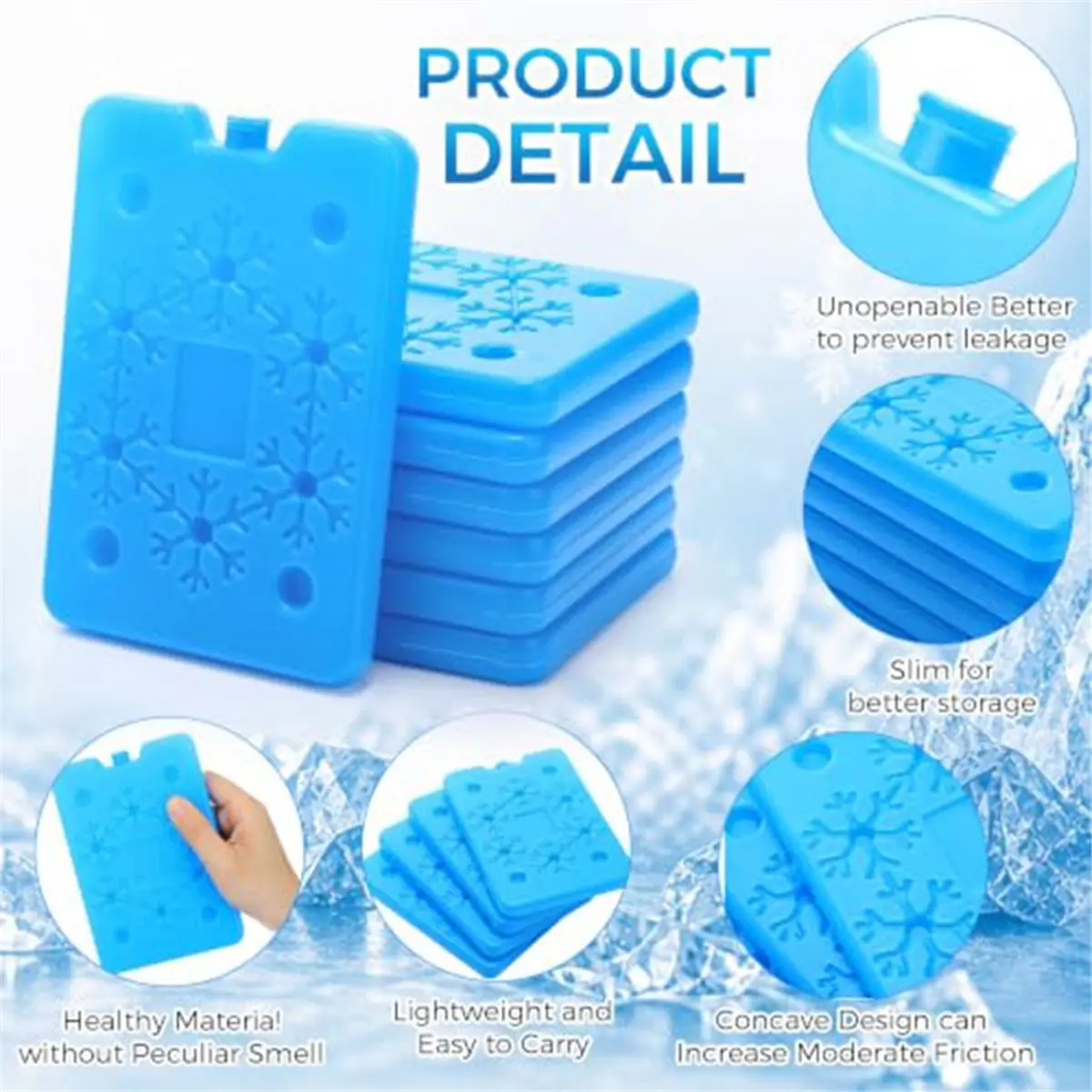 6 Pack Ice Packs for Cooler and Lunch Box Reusable Freezer Packs for Lunch Bags Ice Blocks for Camping Picnic Work