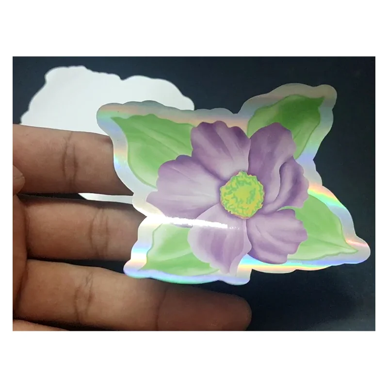 (0422-1) Adhesive Hologram Silver Sticker Label Custom Printing