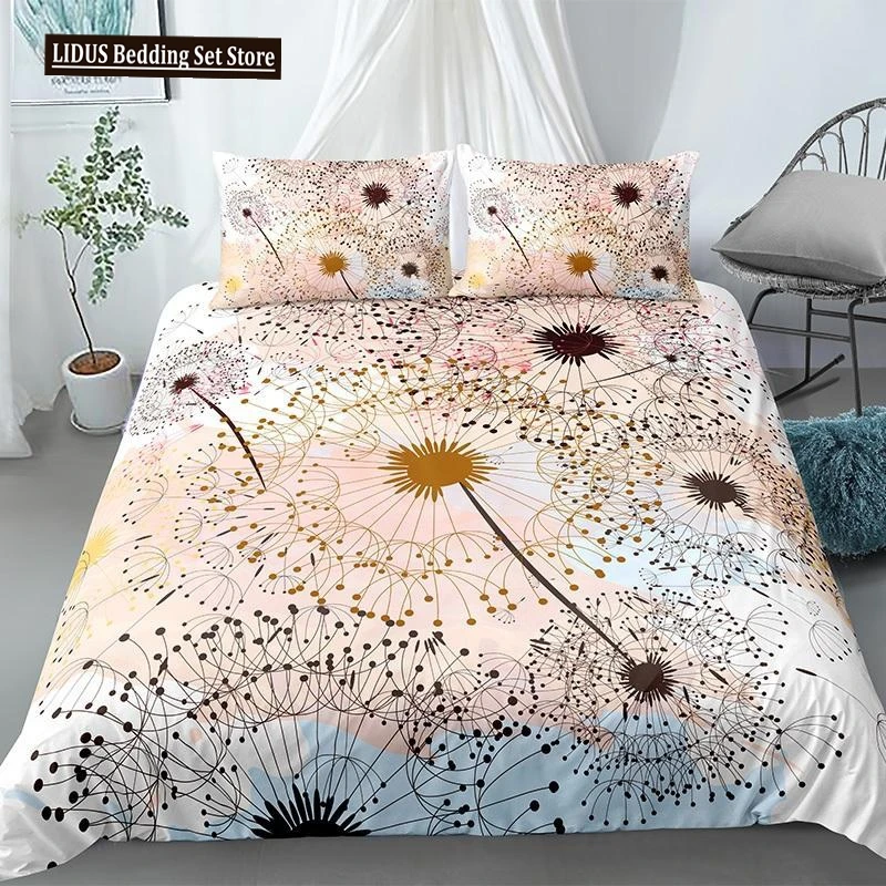 

Dandelion Duvet Cover Set Fresh And Natural Style Bedding Set With Zipper Plant Printed Polyester Comforter Cover For Kids Teen