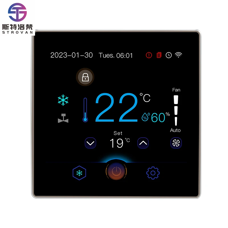 

New Product Released LCD Color Screen with Cooling Heating and Temperature Sensor Fan Coil Unit Thermostat