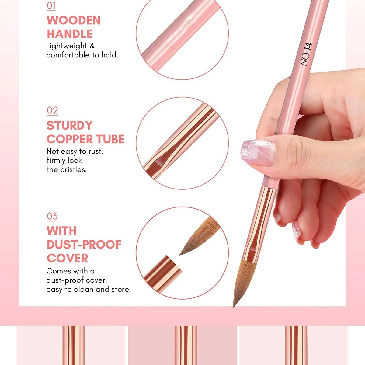 Nail Art Pen Special Nail Art Set 3 Pink Wooden Rod Nail Art Crystal Pen Set Nail Brush Nail Care Tools Manicure Tools