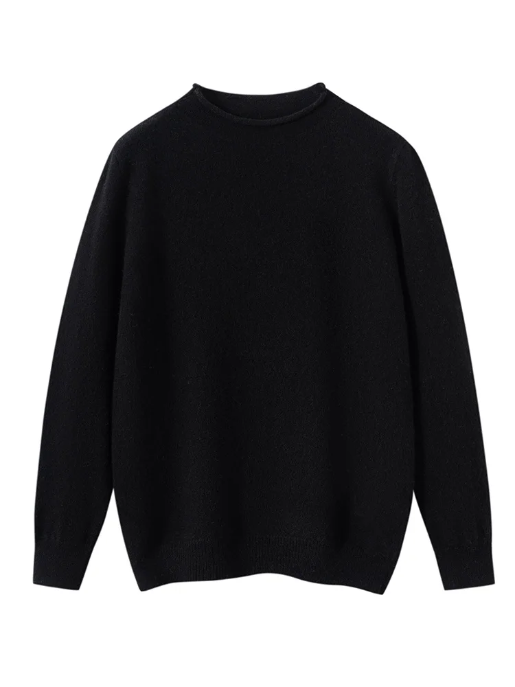 Basic Wool Sweater Children Curled Edge Half High Collar Pullover Autumn Winter Kids 100% Merino Wool Knitwear Boy Girl Clothing view 6