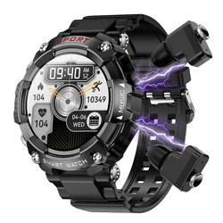 T96 BT Call Phone Talking One Click Recording Music Play Sport Health Smartwatch AMOLED Screen Earbuds Smart Watch T96