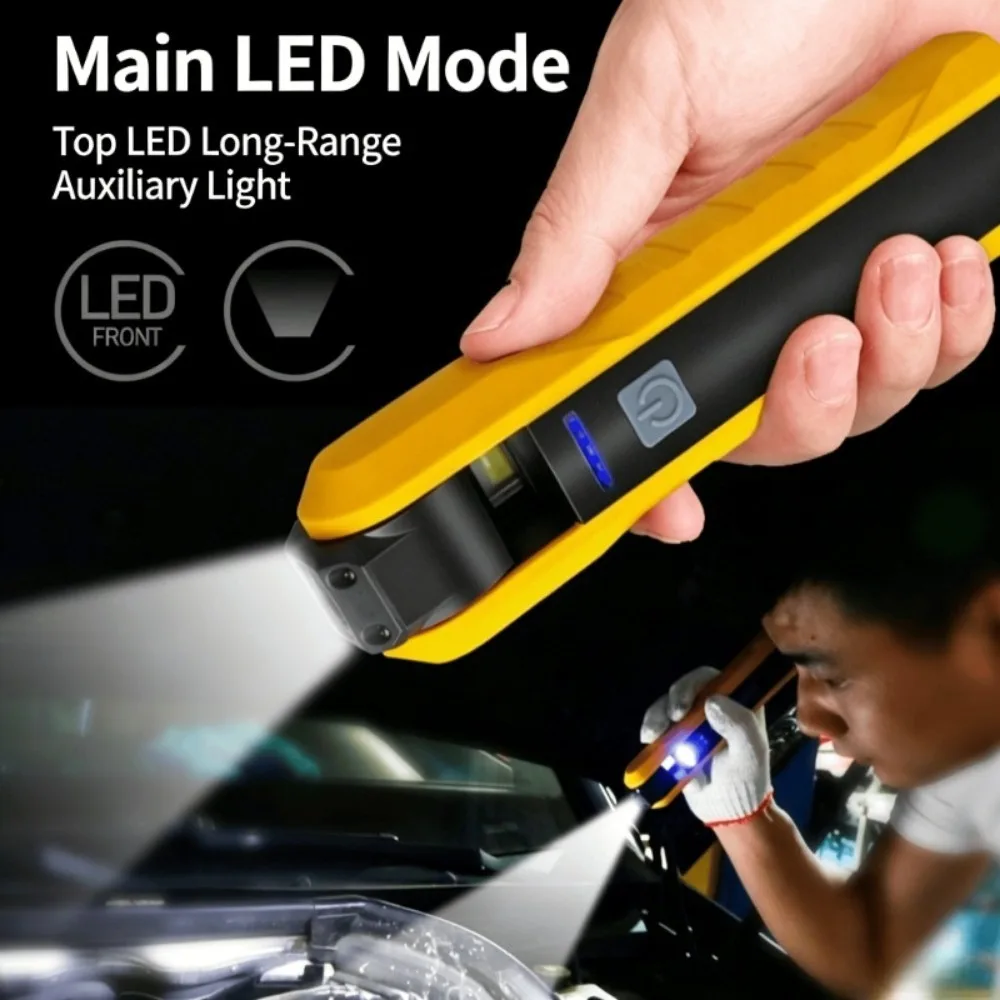 270° Foldable COB Work Light LED Flashlight USB Charging 4 Lighting Modes Car Repair Light with Magnet ＆ Hook SOS Warning Light