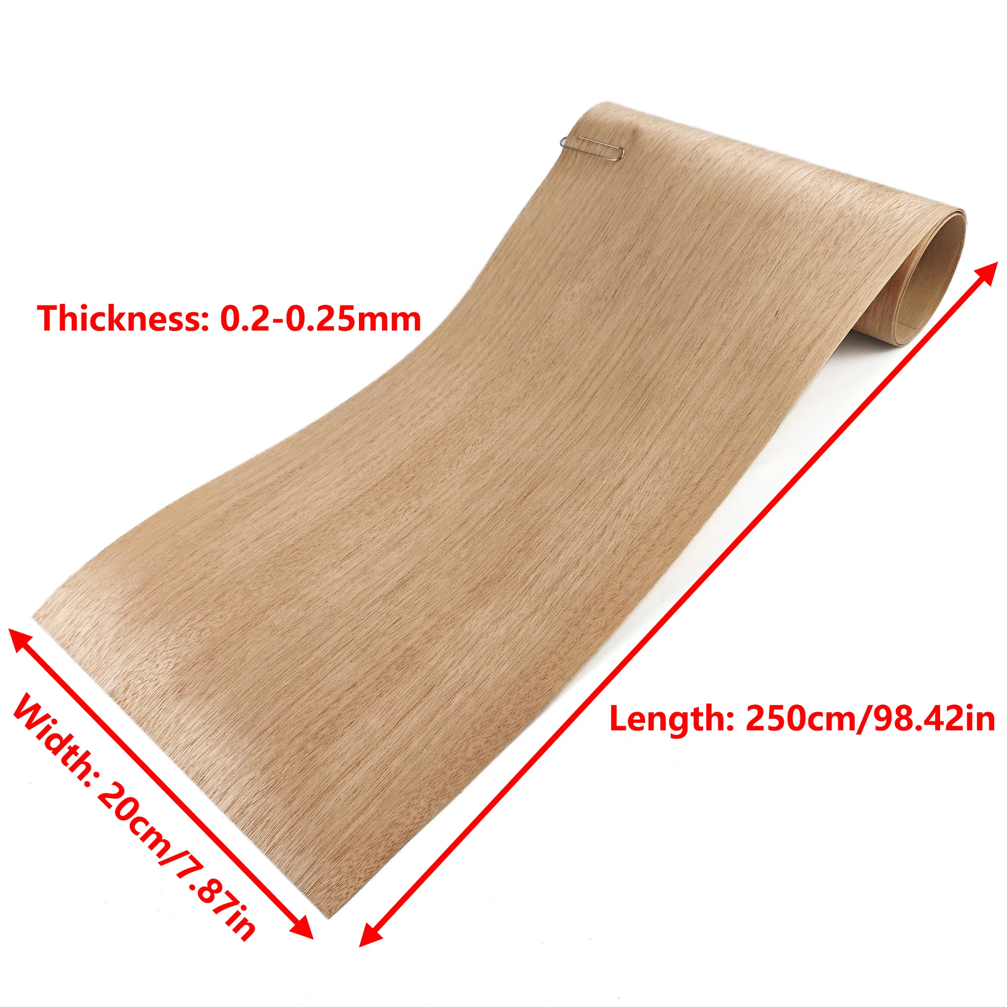 20x250cm Natural Red Walnut Straight Grain Wood Veneer for Furniture Decoration and Craft Projects