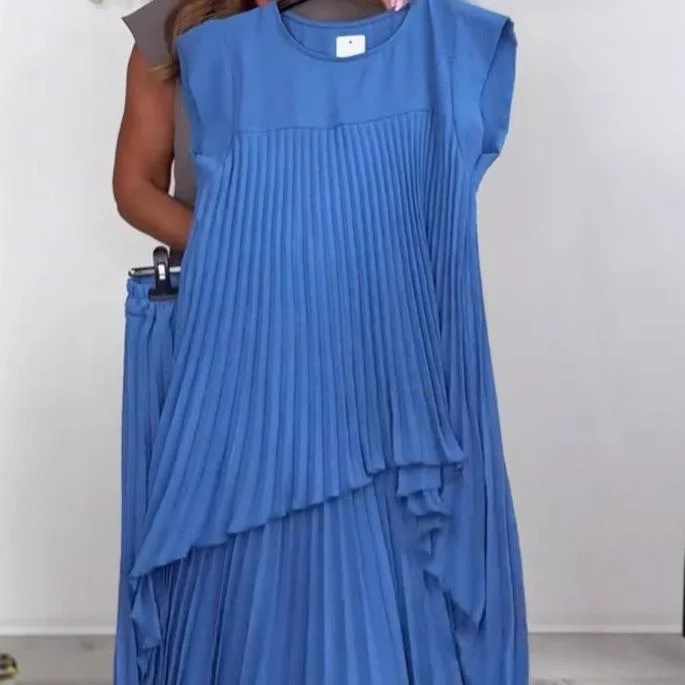 2025 Faion Stazione indipendente da donna rotonda Ne Color Sve Pantaloni a gamba dritta piegati Set da due pezzi Pantaloni casual