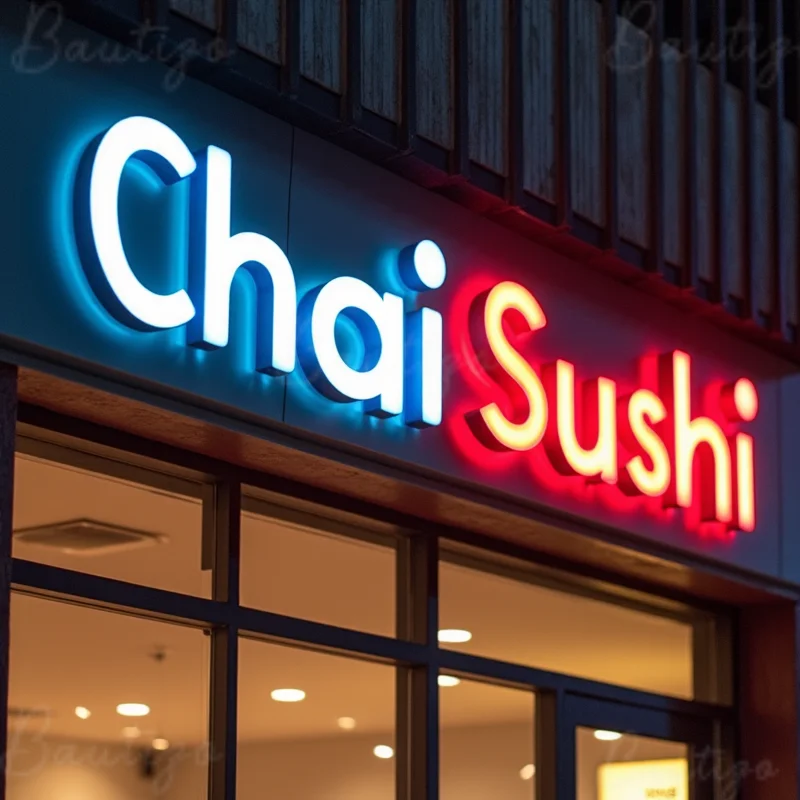 

Custom Front Back Lit LED Business Sign Illuminated Channel Letters Storefront Metal Signage For Outdoor Advertising Shop Cafe