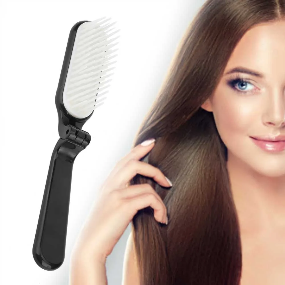 4PCS Nylon Brush Foldable Hair Comb Anti-Static Pocket Size Pocket Hair Comb Detangling Black Portable Hair Brush