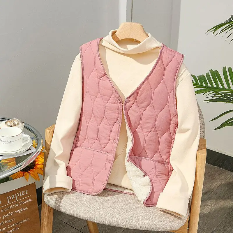 

Осенне-зимний хлопковый жилет, женский тонкий и тонкий жилет с внутренней подкладкой и облегающим жилетом с круглым вырезом