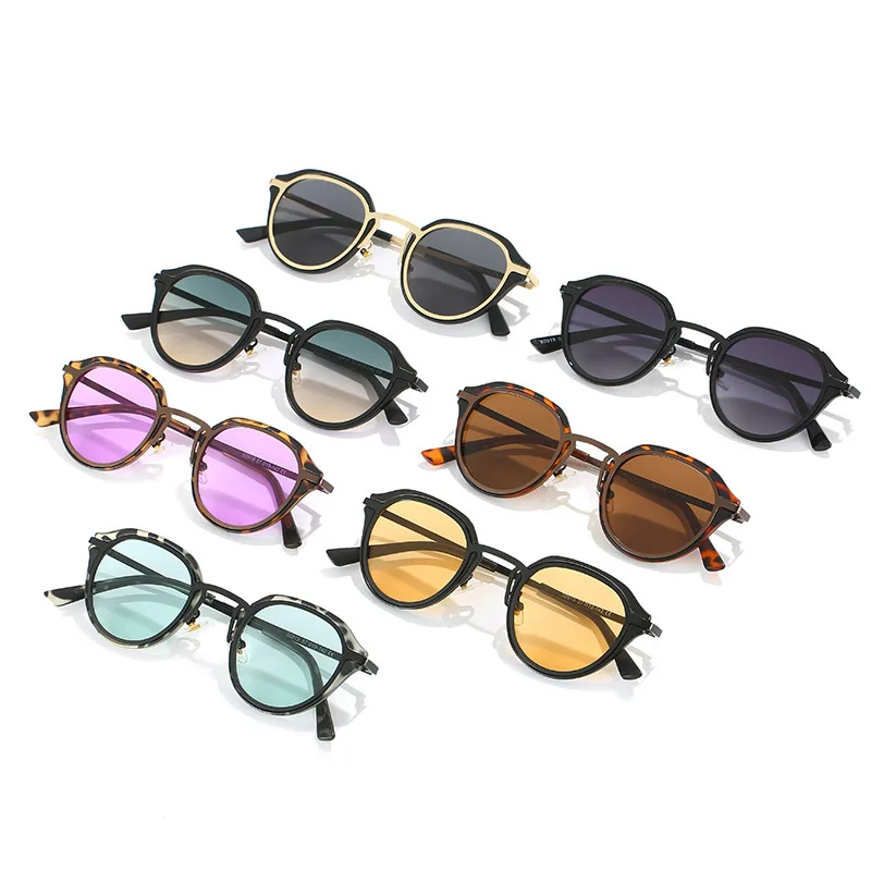 Lunettes de soleil rondes classiques pour hommes et femmes, design de jambe en métal personnalisé, film océanique rétro, lunettes de conduite en