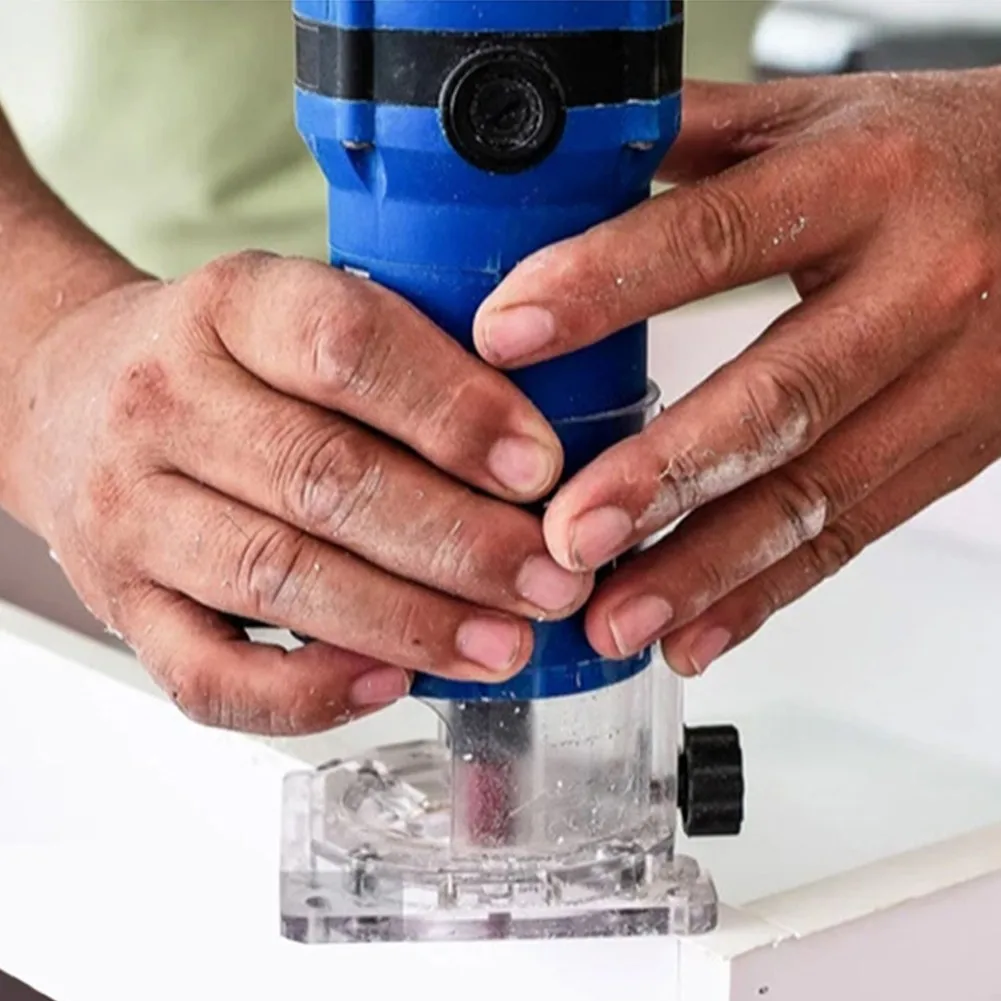 

Woodworking Plastic Trimmer Base Assembly with Transparent Protective Cover and Adjustable Screws for Secure Installation