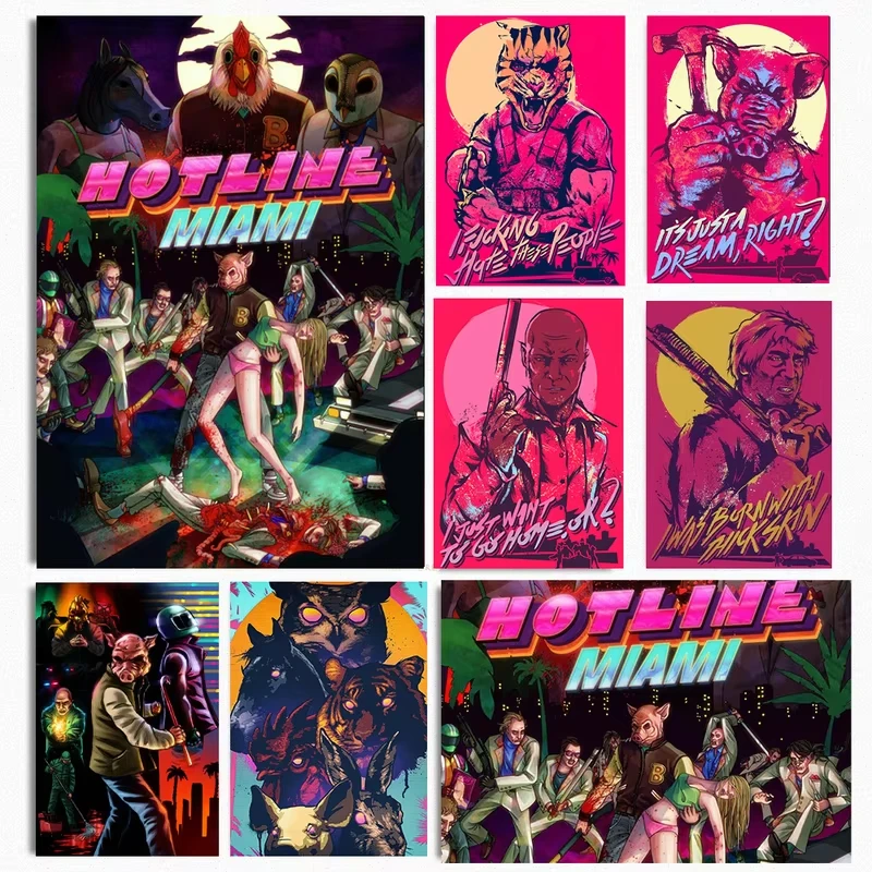 الخط الساخن ميامي المشارك الساخن الكلاسيكية لعبة الملصقات والمطبوعات حائط لوح رسم صورة فنية الديكور ديكور المنزل استوديو الجدول #1