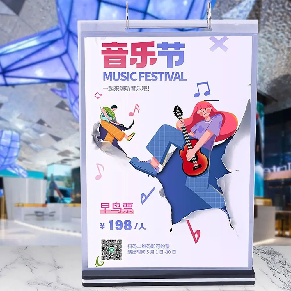 

Durable A4 A5 A6 Table Menu Stand Pageable Waterproof Flip Menu Stand Portrait Landscape Bench Display Stand Dining-table