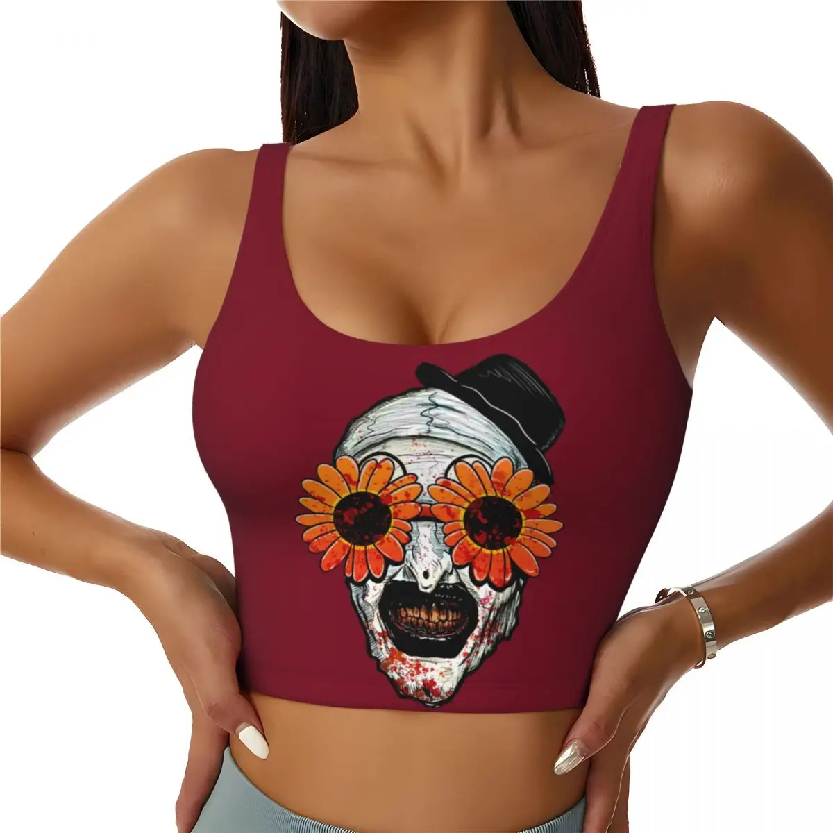 Custom Terrifier High Impact Sports Bras Women Seamless Workout Yoga Crop Tank Tops