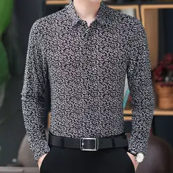 Camisa de negocios de manga larga para hombre, ropa fina de secado rápido, moda coreana, Tops informales holgados Vintage