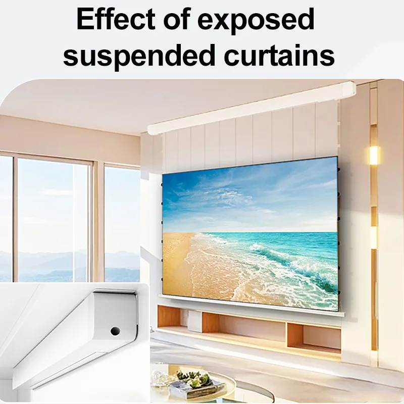 شاشة عرض ALR جديدة بمحرك كهربائي من PetStar باللون الرمادي لعام 2025 مع حامل جداري عائم 16:9 لجهاز عرض عادي 4K