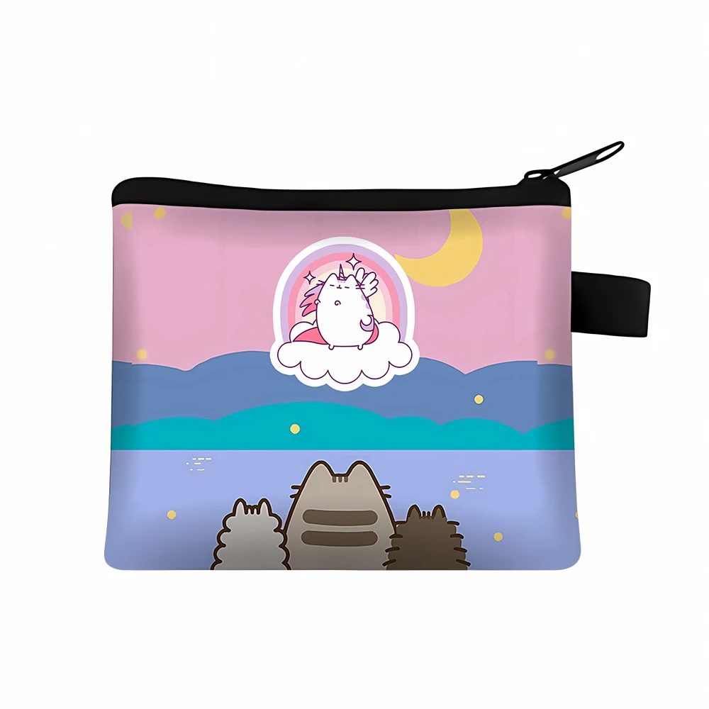 Pusheen Coin Purses Cartoon Polyester Wallets Fashion Cats Mini Portable ID Card Holders Anime Key Storage Bag Kids Xmas Gift