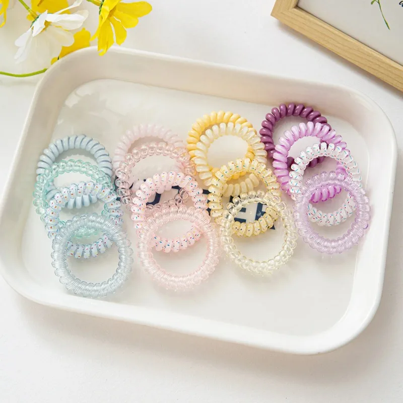 Colorful Jelly Phone Cord Hair Bands, Translucent Spiral Hair Ties, Fashionable Hair Accessories, Perfect for Daily Styling