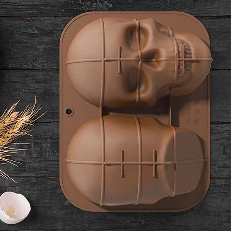 Large Realistic Silicone Skull Cake Mould DIY Baking Cake Mold for Halloween Gifts Kitchen Accessories Baking Decoration Tool FU