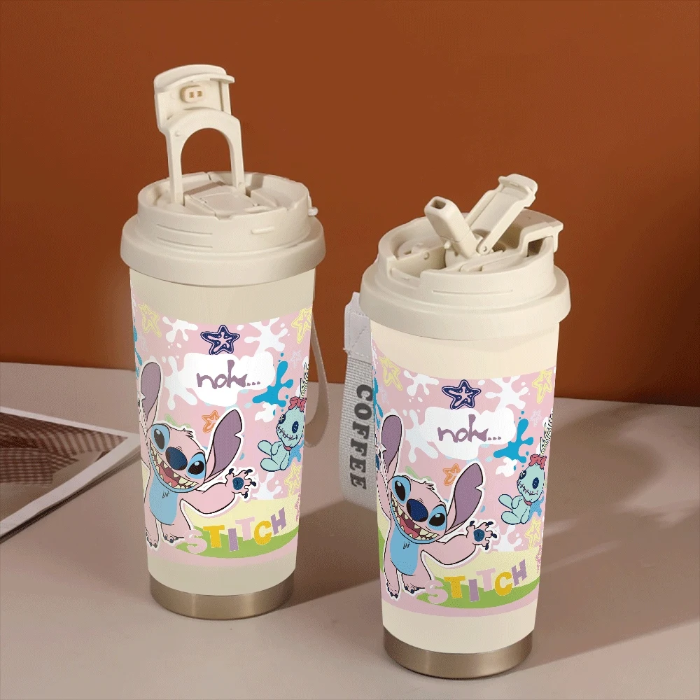 

Stitch Angel Cartoon Insulated Cups Large Capacity Hildren Adults Straw Cup Lilo & Stitch Cartoon Characters