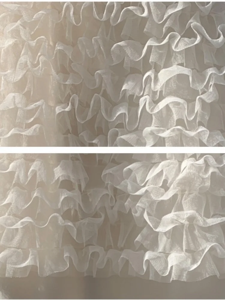 SMTHMA Elegant Mesh Cake Gauze Skirt  Women's New 2025 Autumn Winter Elastic High Waist Fluffy Long Skirt