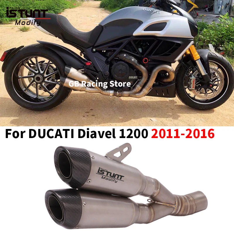 Slip On For Ducati DIAVEL 1200 2011-2016 Motorcycle Exhaust Titanium Alloy Escape Moto Modify Link Pipe Muffler Carbon Fiber