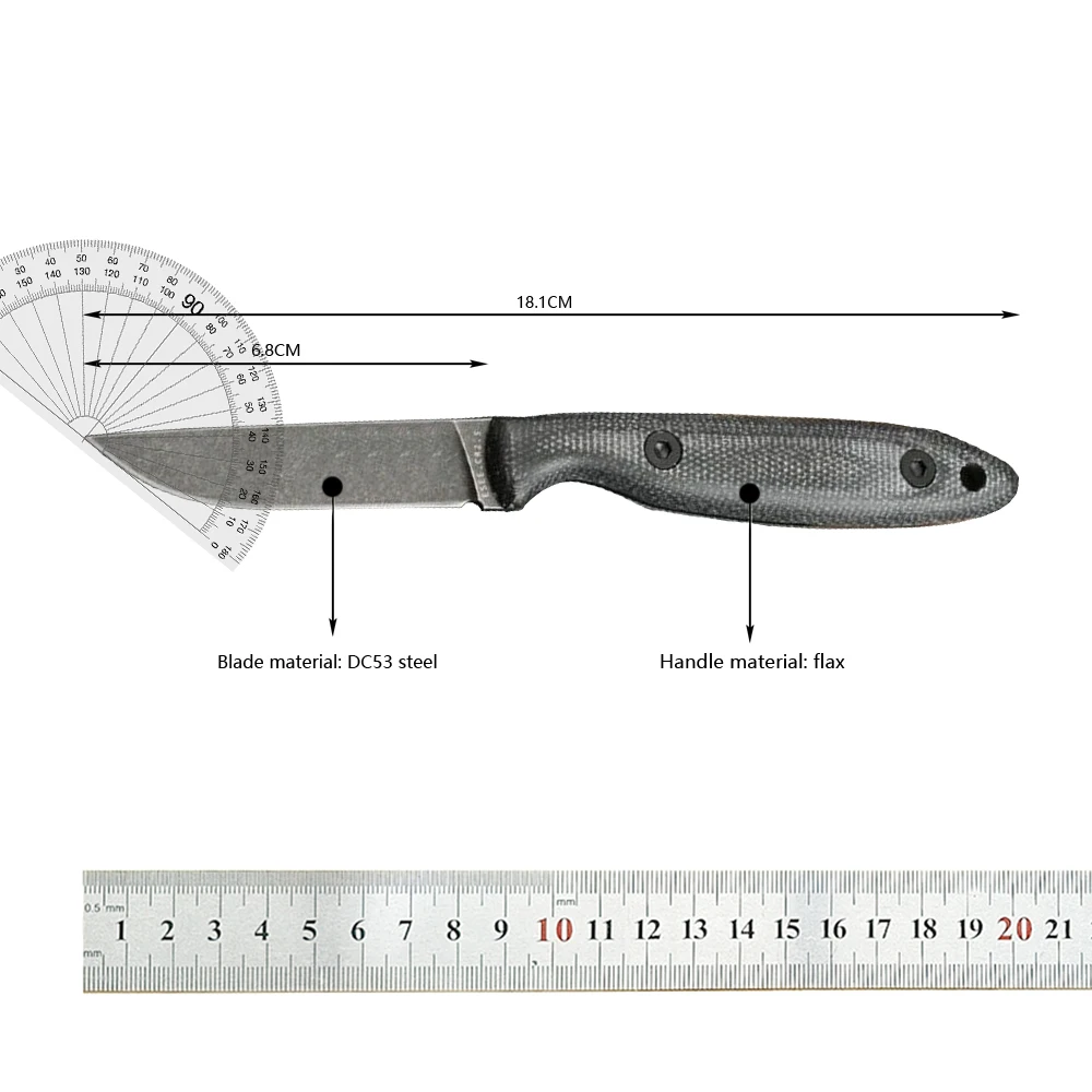 Tactical ESEE DC53 Bushcraft Fixed Blade Knife DC53 Steel Linen Micata Handle Outdoor Tool Hunting Camping Portable Knives