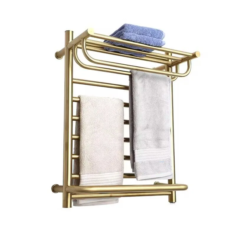 NEW IP56 Fashion wall mounted Gold Towel warmer rack AC110-240V 304 stainless steel waterproof Electric towel rack for bathroom