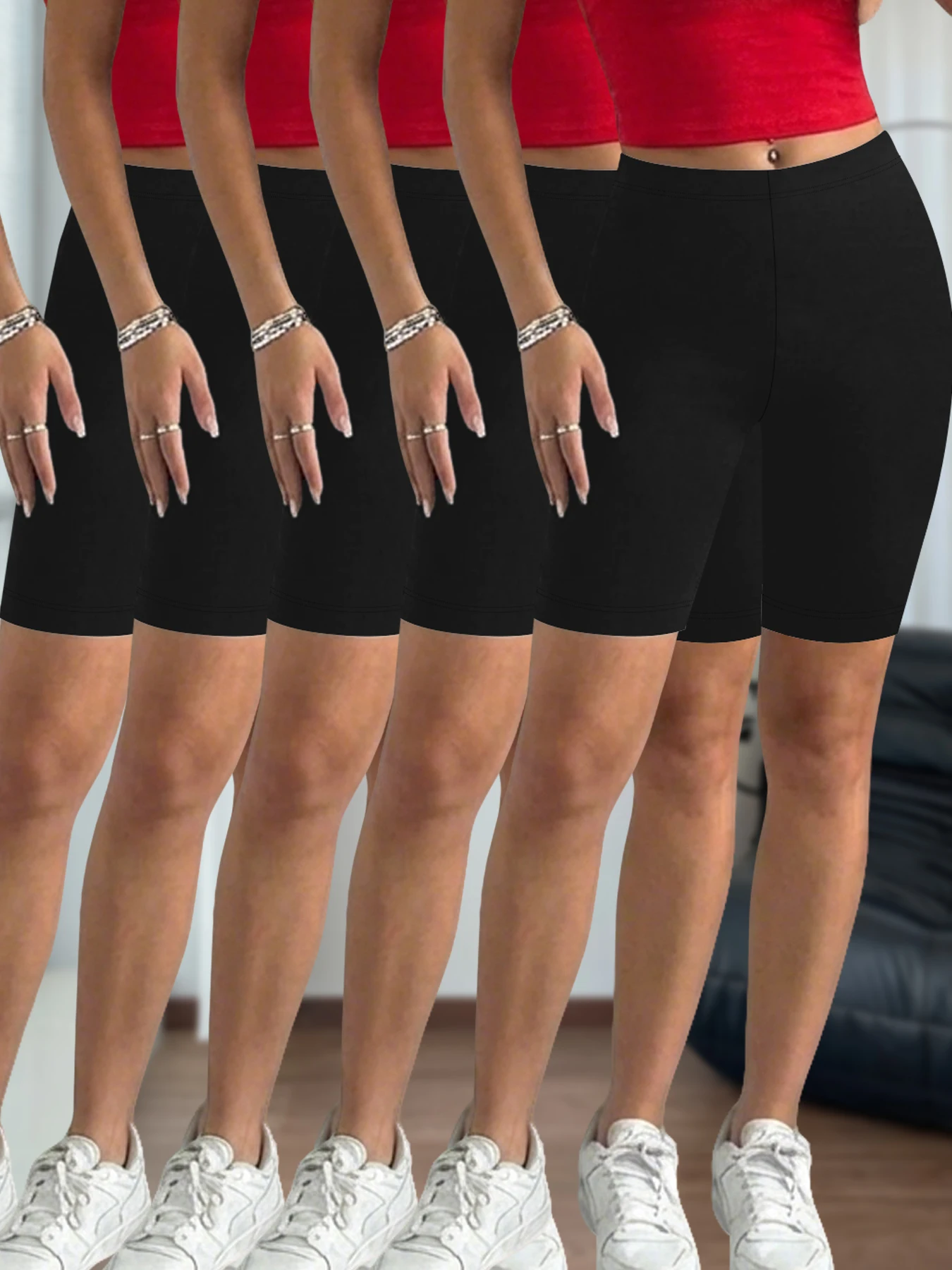 

5 Pack Women Athletic Shorts Super Soft Biker No See Through Workout Yoga Running Home Casual