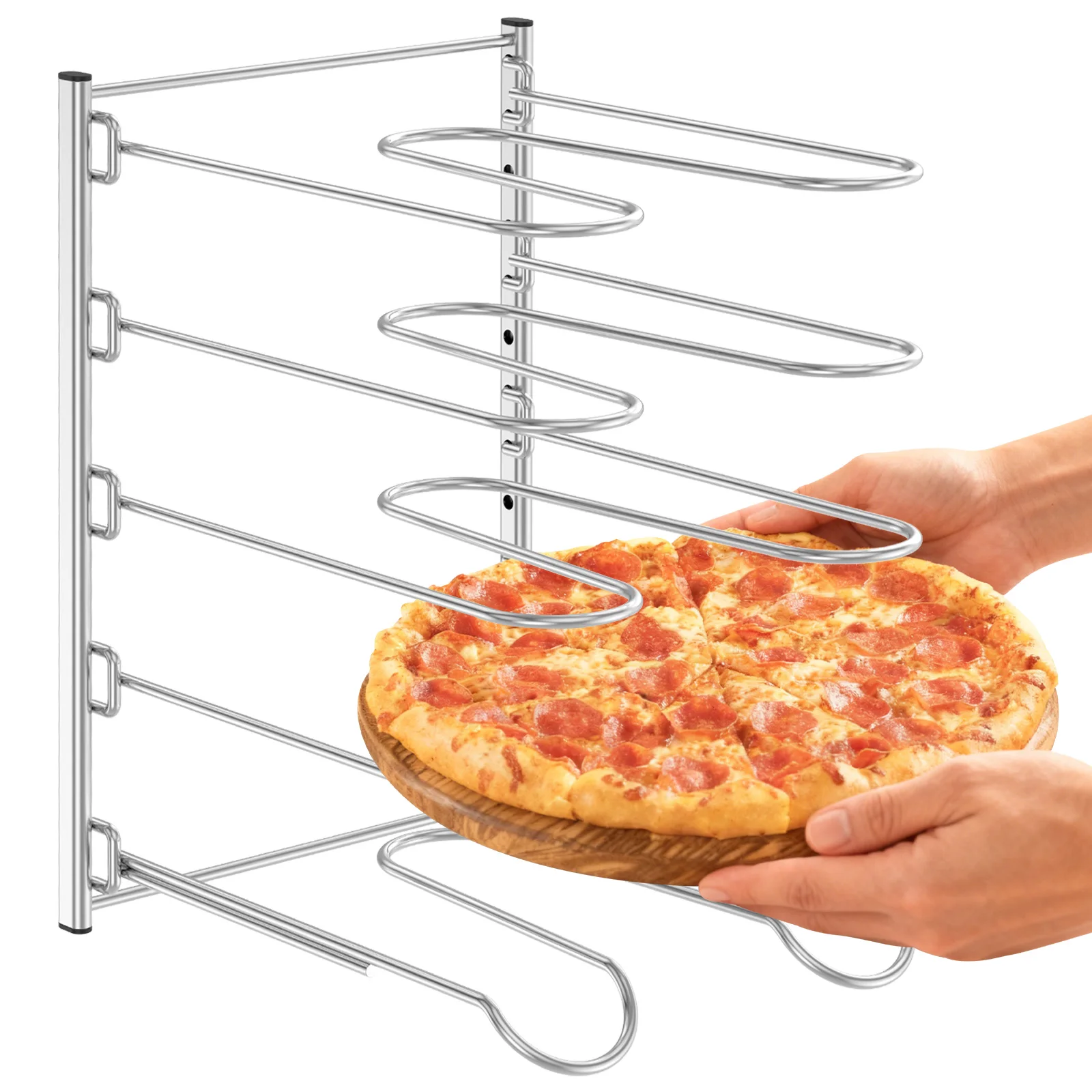 Pizza-Pfannenständer, 5-stufig, Edelstahl, für die Küche, Pizza-Pfanne, Halter für Party, Buffet, Tisch, Platte, Tablett, Präsentationsständer