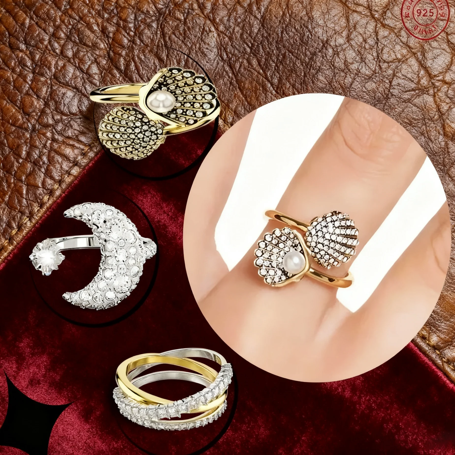 

2025 Trendy Jewelry High - quality Zircon Moon Ring, Fashionable, Exquisite, Simple Open - mouth Couple Pairing Ring