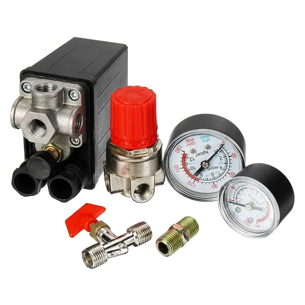 

Pump Air Compressor Pressure Switch Control Pressure Switch Valve With Gauge 90-120 PSI Adjustable Air Regulator Valve