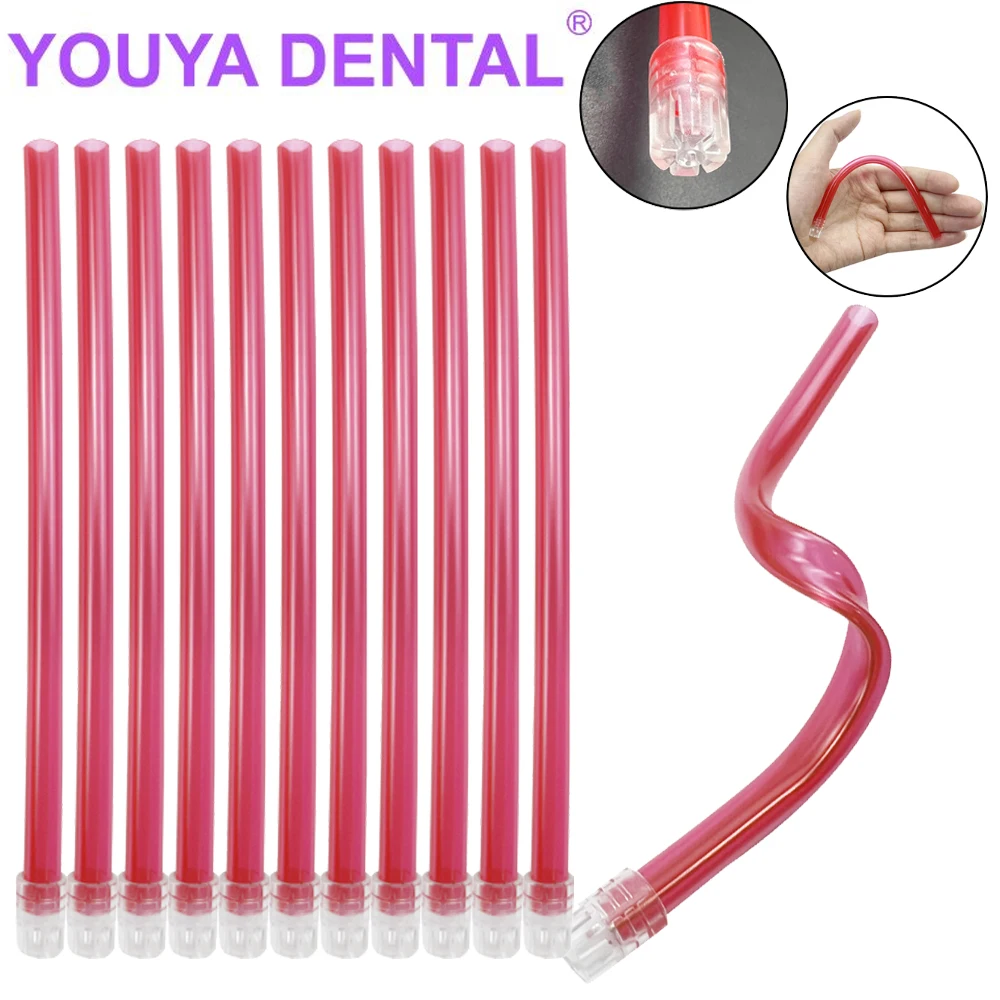 100Pcs/Bag Dental Saliva Ejector Disposable Suction Tube Flexible Evacuation Pipe Clear Tip Dentistry Surgical Suction Tips