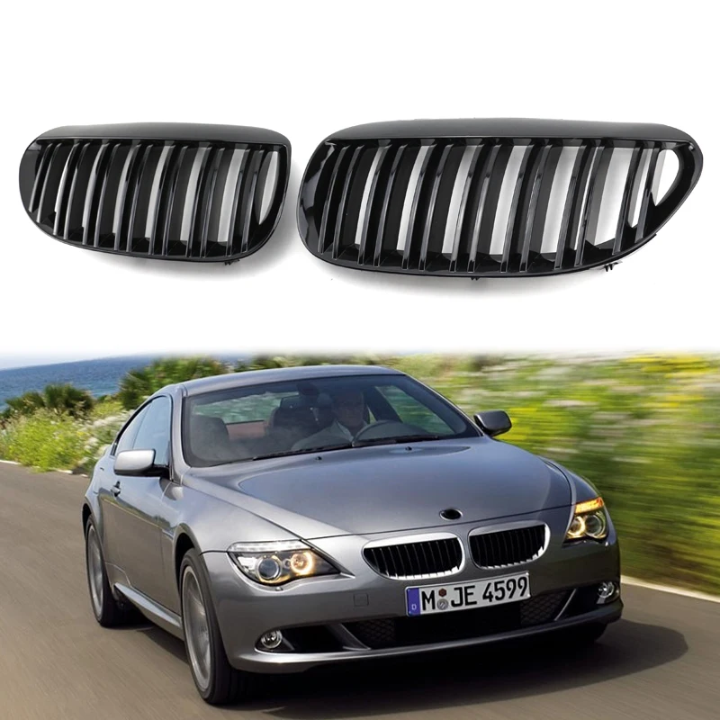 

Front Bumper Kidney Grill Gloss Black Double Slat Grilles for BMW 6 Series M6 E63 E64 630i 650i 645ci 2004-2010 Car Accessories