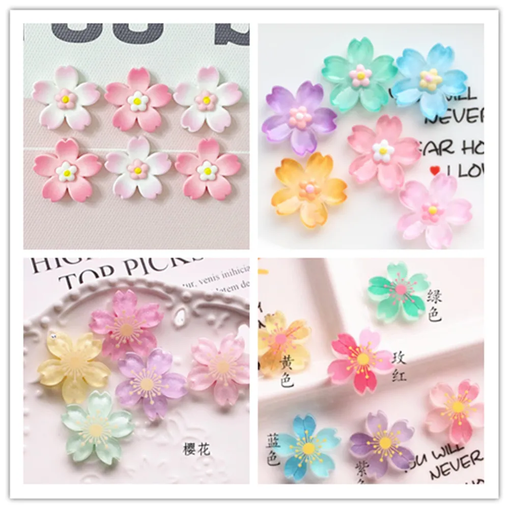 

Resin Simulation Cherry Blossom Series Flatback Kawaii Cabochon Embellishments For Scrapbooking DIY Accessories