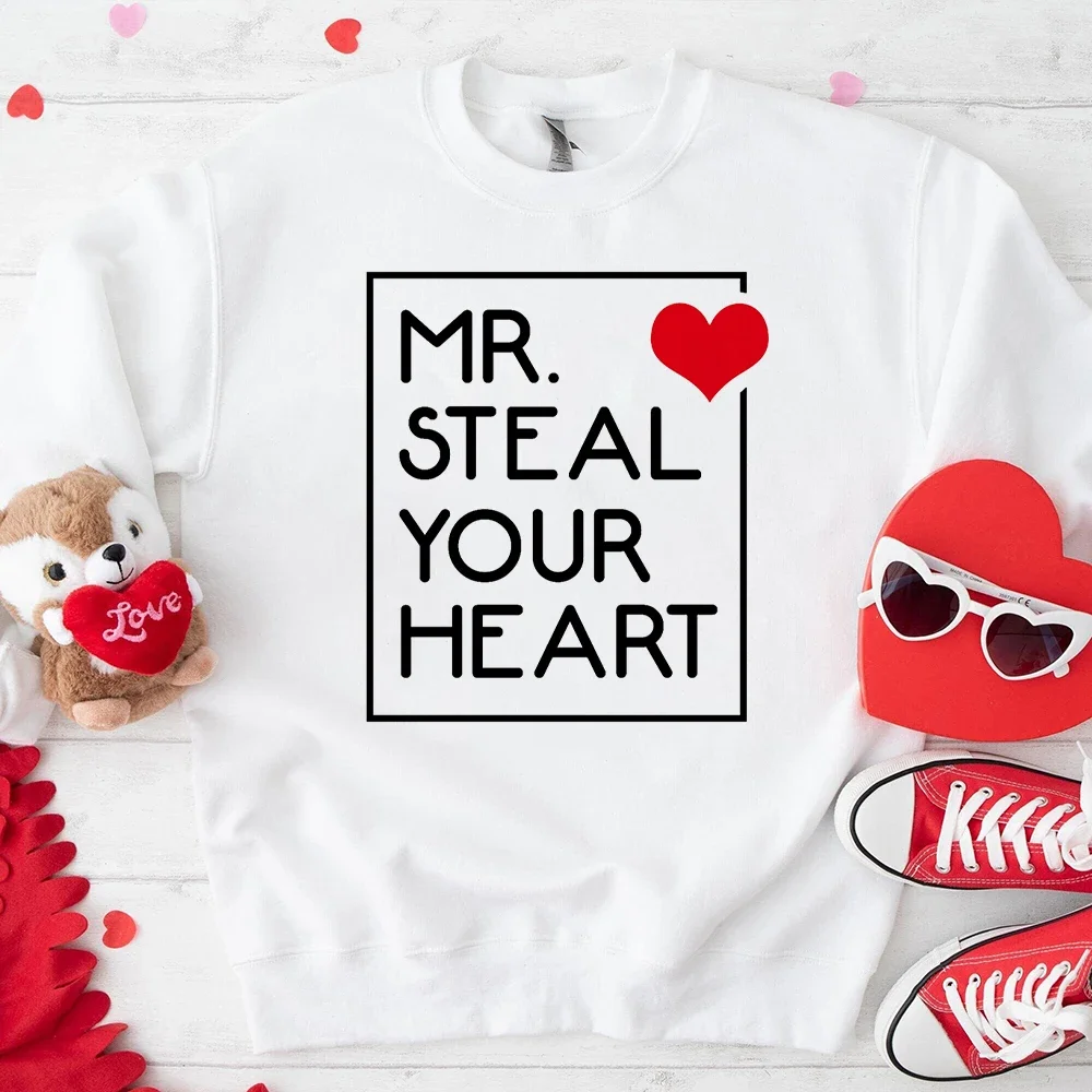 Mr Steal Your Heart Print Kids Valentine Sweatshirt Valentine's Day Boy Girl Clothes Toddler Valentines Long Sleeve Sweatshirts