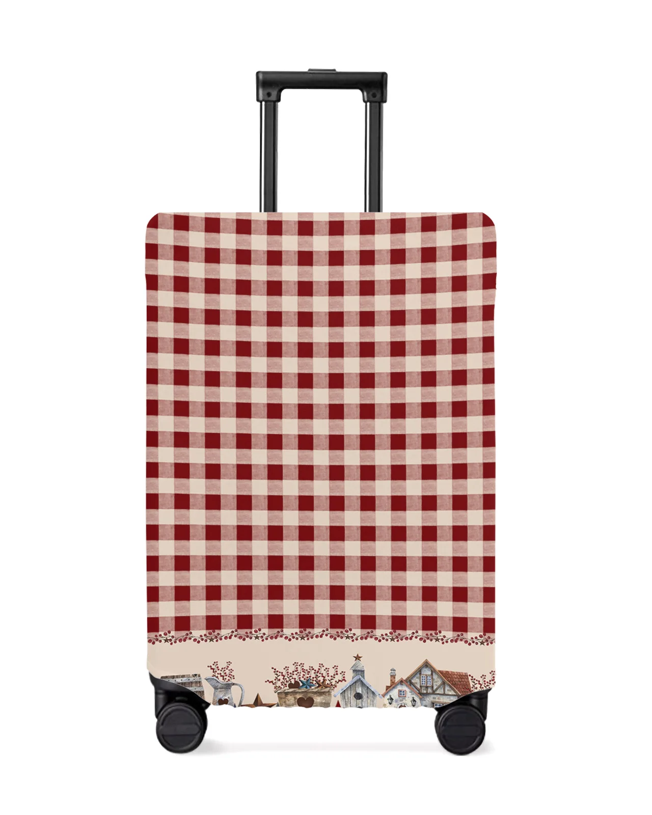 Country Star Berry Retro Red Plaid Travel Luggage Protective Cover Travel Accessories Suitcase Elastic Dust Case Protect Sleeve