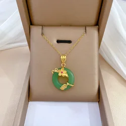 European and American Fashion Stainless Steel Necklace Temperament High-end Butterfly Flower Pendant Versatile Clavicle Chain