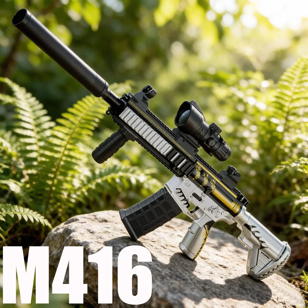 

M416 Classic Manual Single-Shot Gel Bullet Gun 7-8mm, Available in Three Colors, with Magazine and Bullet Shells, Same Model as the Game Version, Outdoor Parent-Child Toy Model