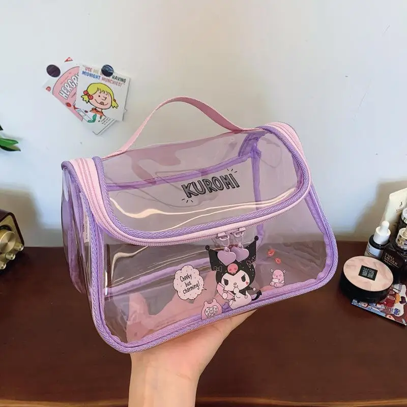 

New Sanrio My Melody Kuromi Transparent Waterproof Cosmetic Bag Waterproof Storage Bag Toiletry Bag Portable Cosmetic Bag
