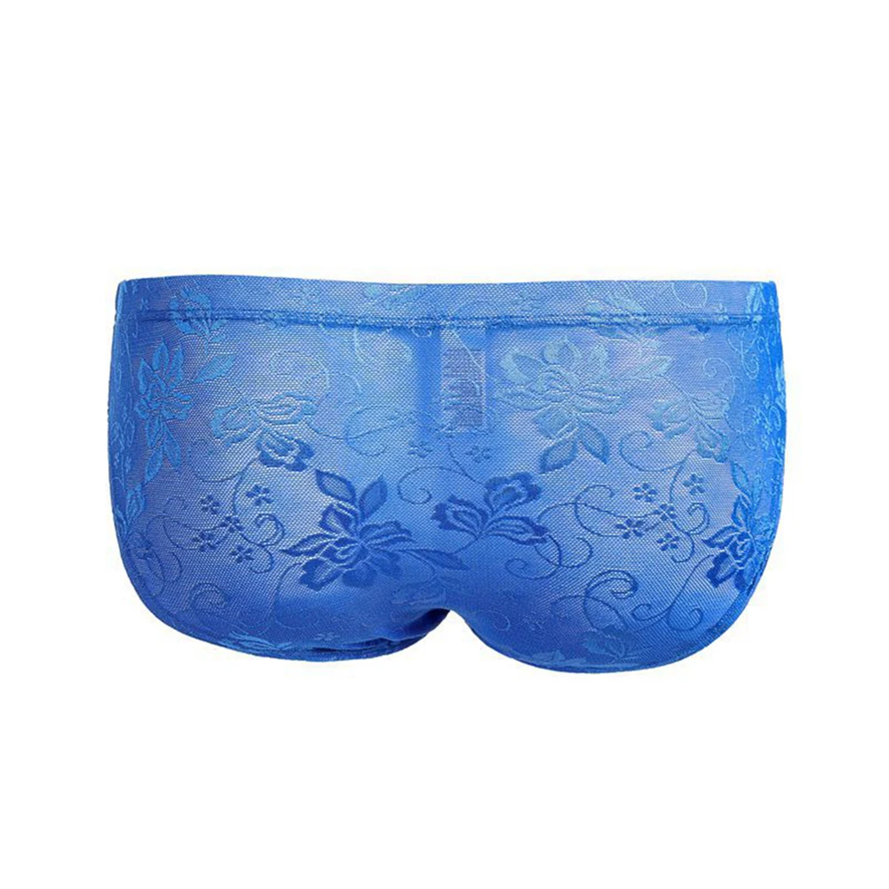 

Fashion Lace Panties Mens Printed Floral Underwear Low Waist See Through Pouch Sexy Hot Triangle Briefs Lingerie