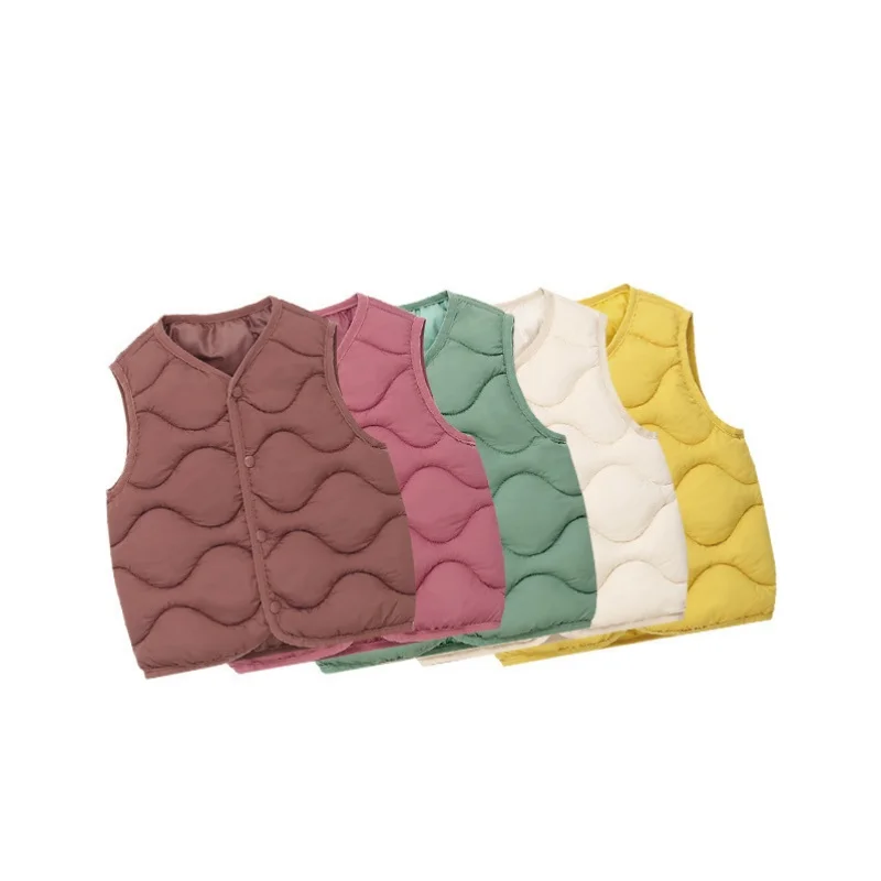 Warme, dicke Kinderwesten für Herbst und Winter, leichte Westen für Jungen und Mädchen, Studenten, Outdoor, ärmellose, einfarbige Baumwollwesten – Detail 2