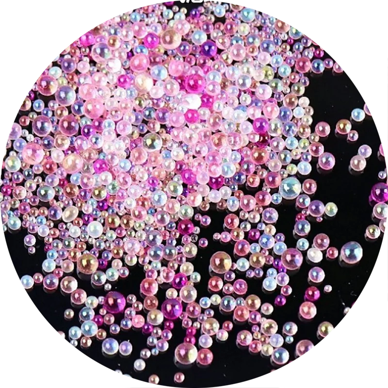 50g Mini Bubble Ball Caviar Beads Bottom Colorful Pink Crystal Glass Beads For DIY UV Resin Filling 3D Nail Art Decorations