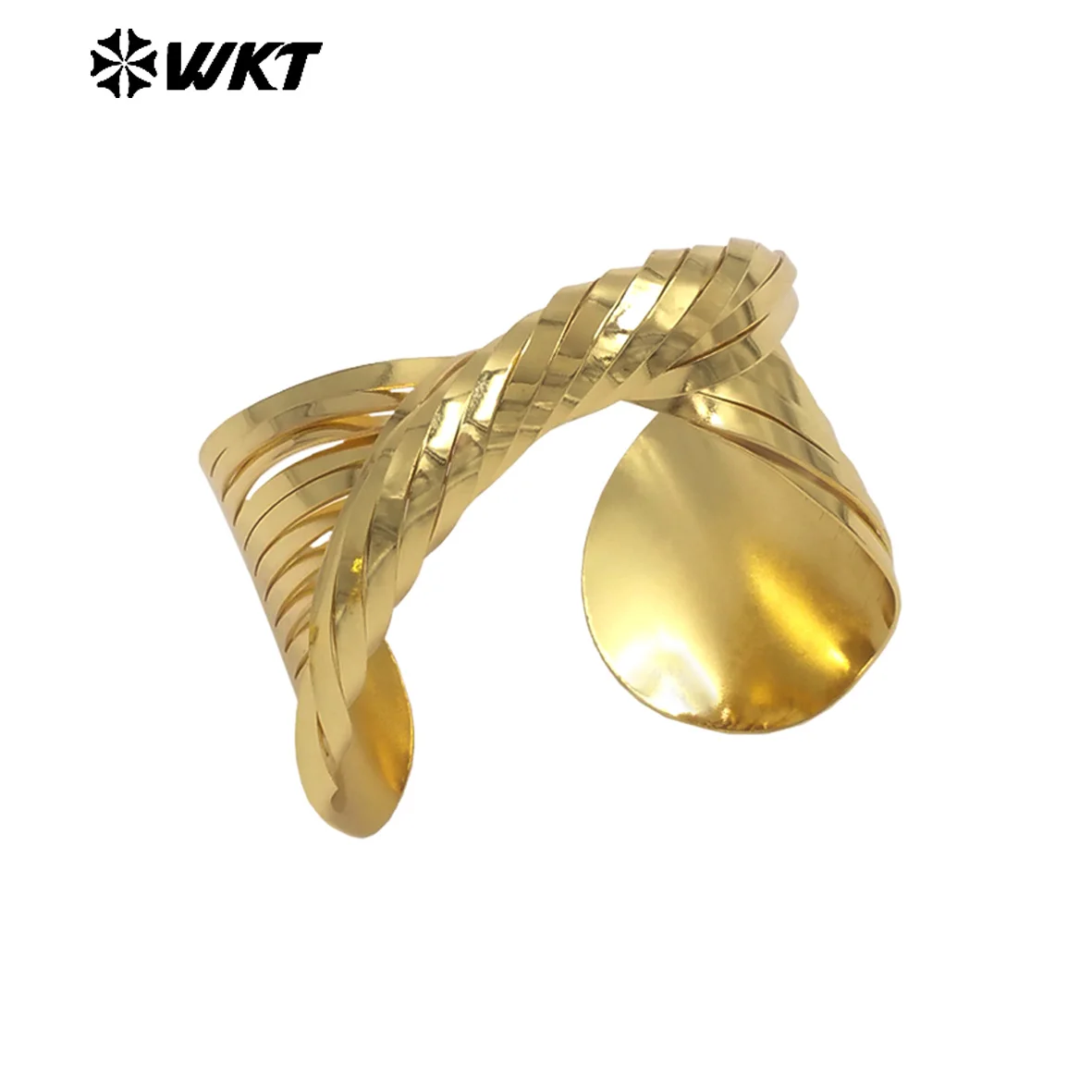 

WT-B708 Изысканный тканый дизайн с запахом, толстые и однотонные желтые латунные манжеты, большой браслет или аксессуар с тонкой текстурой