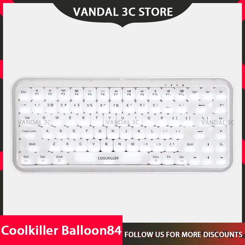 Coolkiller Balloon84 Mechanical Keyboard 3 Mode USB/2.4G/Bluetooth Wireless Keyboards Transparent Office Custom Keyboard Gifts