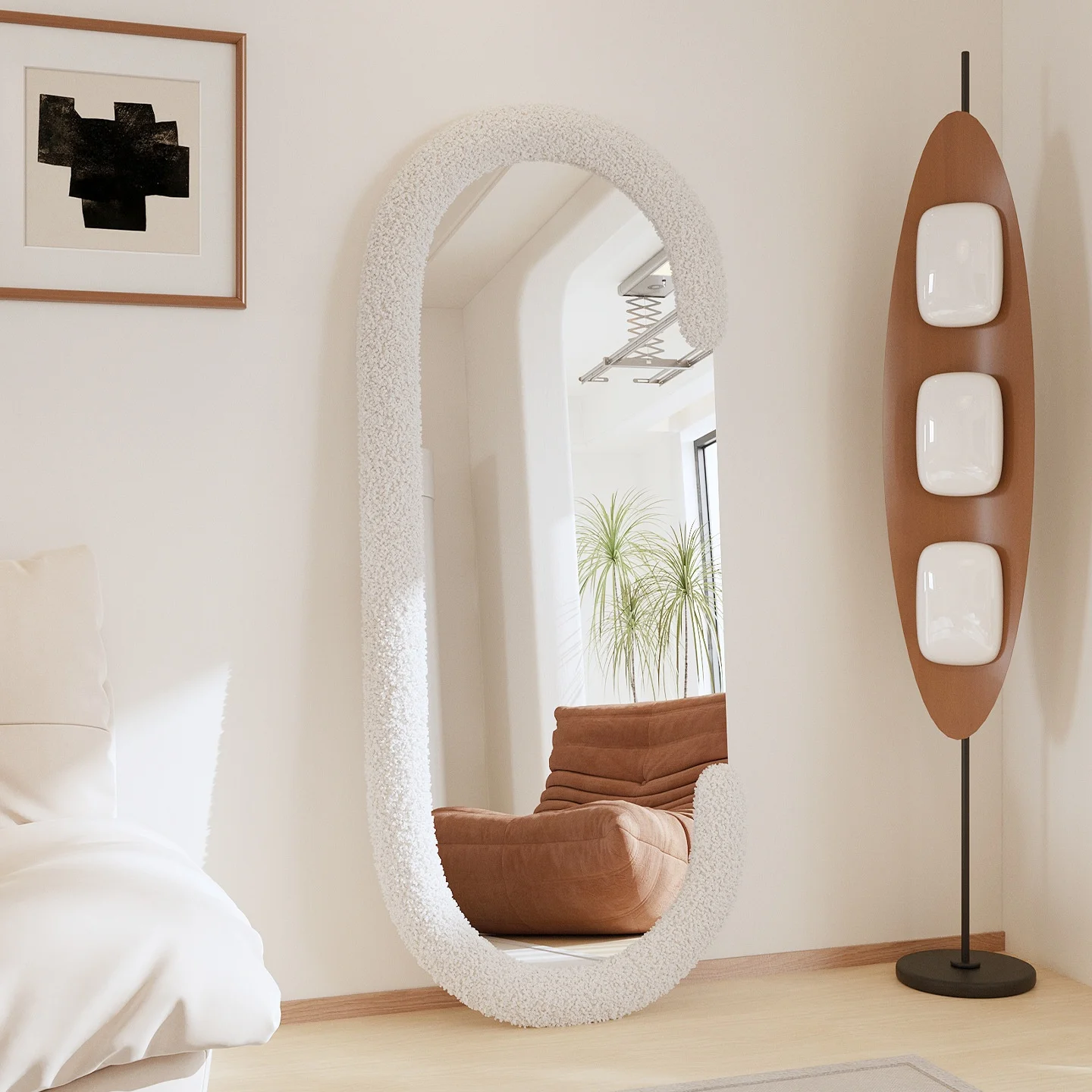 Home Decor Living Room Modern Simple Large Vanity Miroir Full Length Body Floor Fabric Wavy Wave Wall Floor Irregular Mirrors