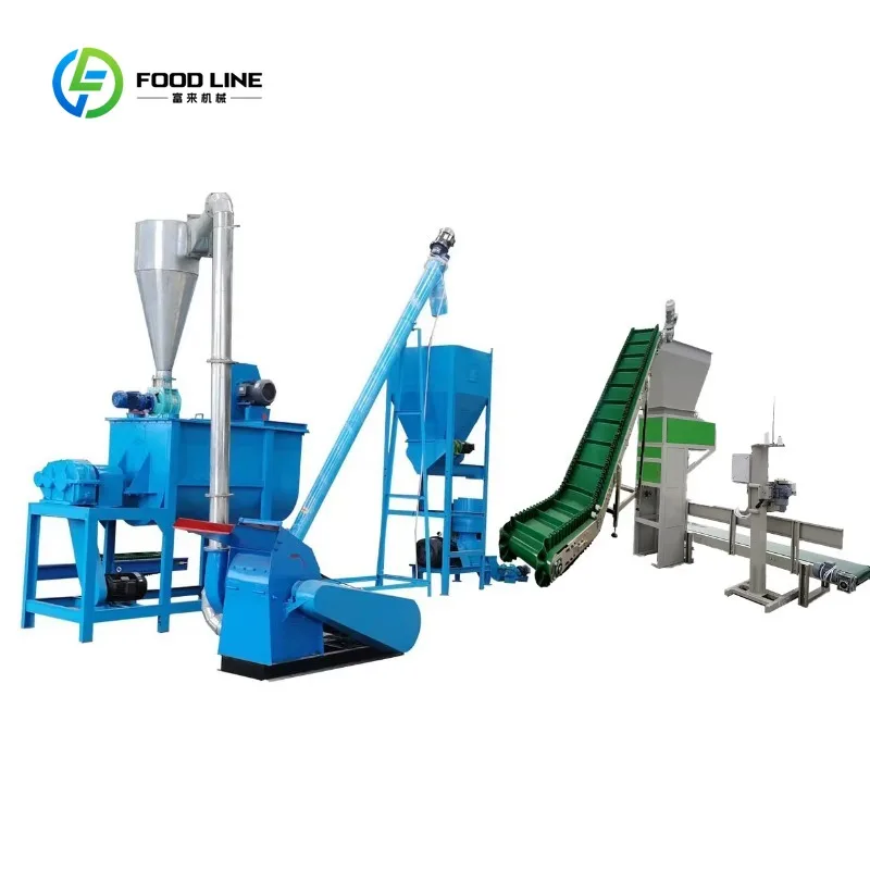 Customized 1Ton/h Feed Line Full Animal Chicken Cow Cattle Rabbit Feed Pellet Machine Production Line for Farm Poultry Livestock
