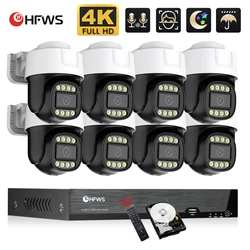 HFWVISION 8Ch 4K 8MP CCTV-Überwachungskamerasystem Ptz Home Videoüberwachungsset Outdoor IP-Kamera Humanoidenerkennung