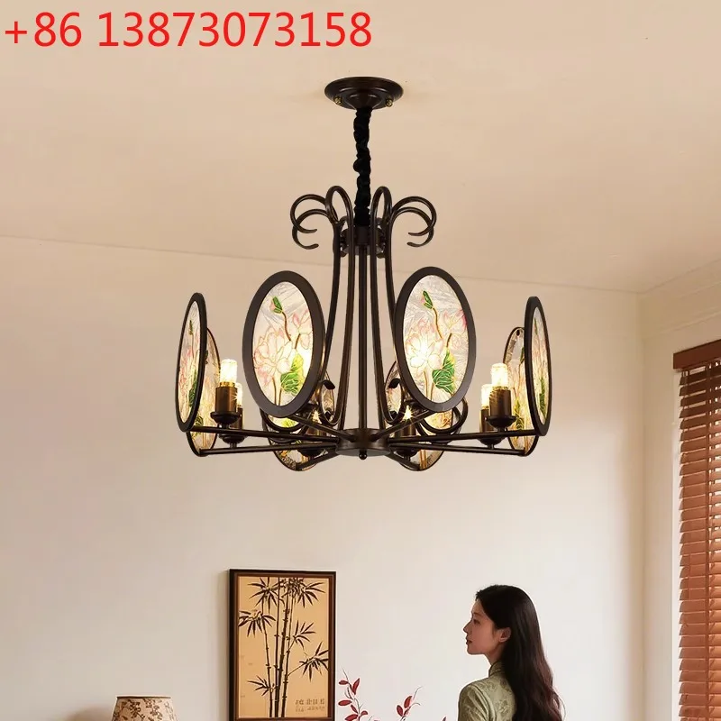 

Средневековая люстра династии Сун, эстетика для гостиной, винтажная эмалированная люстра для спальни, столовой, люстра в средневековом стиле, лампа