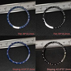 セラミックベゼルインサート、フラットおよびスロッピング、発光なし、時計アクセサリーの交換、高品質、黒、39-42mm
